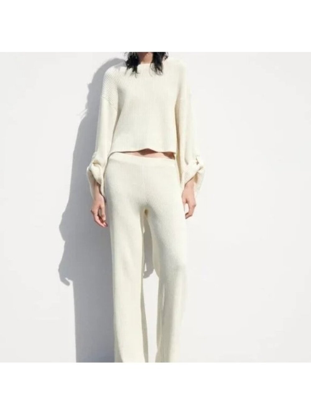 Zara Ivory Ribbed Knit Set - Picture 1 of 16